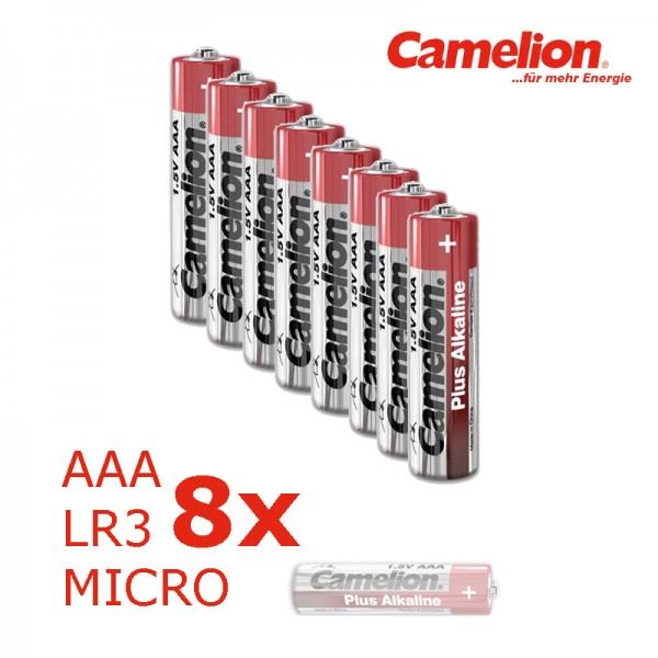 Batterie Mignon AAA LR3 1,5V PLUS Alkaline - Leistung auf Dauer - 8 Stück