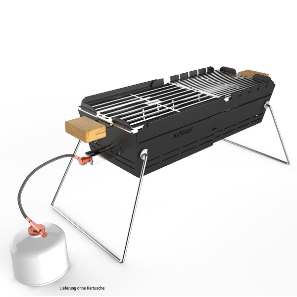 KNISTER Gasgrill - ausziehbar - für Kartuschenbetrieb - Made in Germany