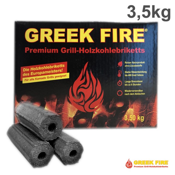 GREEK FIRE Premium Grill Holzkohlebriketts 3,5 kg - BBQ Briketts