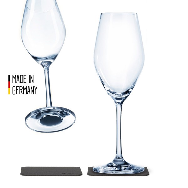 SILWY - Kristallgläser - 2er-Set + 2 Metall-Nano-Gel-Pads - Champagner Gläser