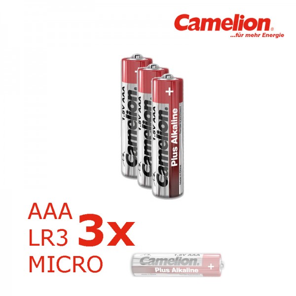 3 x Batterie Micro AAA LR3 1,5V PLUS Alkaline - Leistung auf Dauer - CAMELION