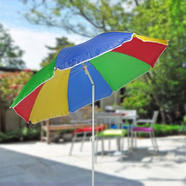 Sonnenschirm REGENBOGEN - Gartenschirm - Balkonschirm - D: 150cm - Höhenverstellbar - Mehrfarbig