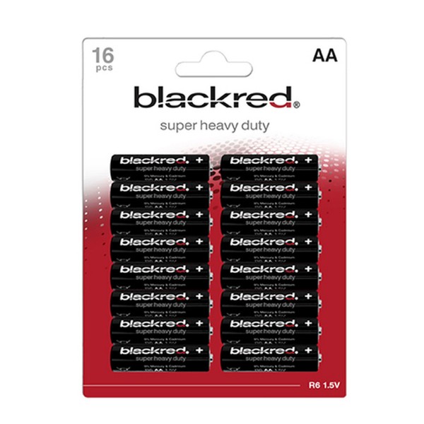 16er Blister Batterie Mignon AA LR6 1,5V Zink-Mangan-Dioxid - BLACKRED