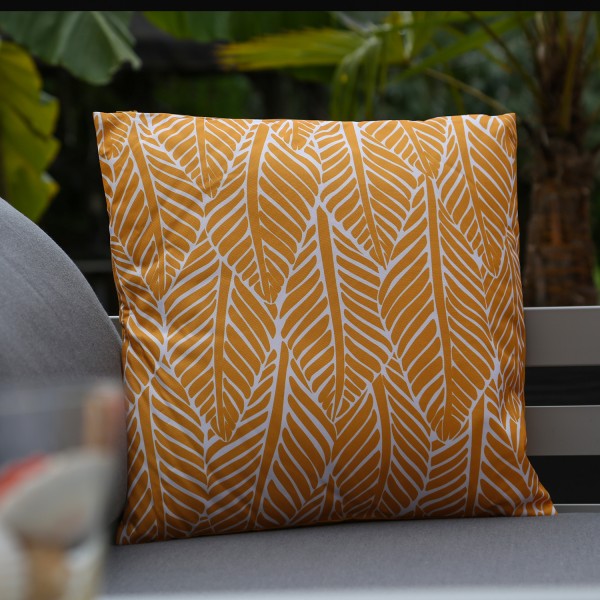Garten Kissen - Blätter - Polyester - wasserabweisend - L: 44cm - Außen - gelb