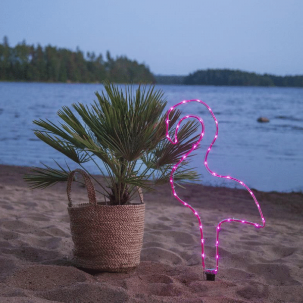 LED-Mini-Lichtschlauch 5m pink Flamingo- outdoor - 38 LEDs - Batteriebox - Timer