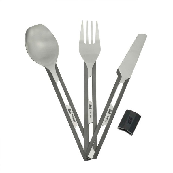 ESBIT Titan Besteck-Set, 3 teilig, mit Silikon-Manschette - nur 42g